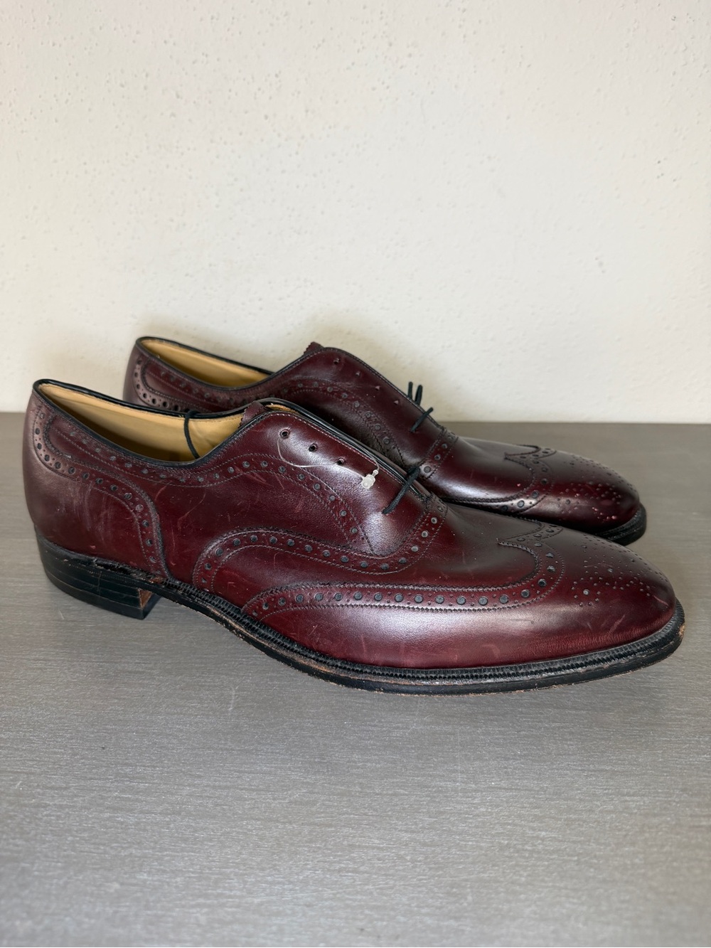 Johnston & Murphy Wingtip Oxford Burgundy Dress Shoes Men’s Sz 13 B/AA New